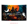 Tecido de fundo temático de Halloween novo para decoração de atmosfera de festa, com estampas de abóbora e festivas