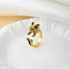 Anillo de cachorro senior con sentido de diseño de joyería transfronterizo, anillo abierto de animal de moda creativa, hip hop, en stock, al por mayor