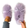 Pantuflas de felpa peludas de invierno para mujer, pantuflas cálidas de felpa antideslizantes para interior de suela plana, zapatos de mujer de moda