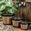 Macetas Imitación Madera, Macetas Gruesas y Duraderas, Macetas Grandes de Piso para Jardín, Macetas Grandes de Plástico para Plantas Verdes de Interior, Macetas Creativas de Plástico
