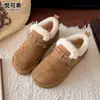Sandálias Birkenstock Autênticas de Couro com Solado Grosso Femininas Estilo Inverno 2026 Sapatos de Algodão Quente com Pelúcia Slip-Ons Casuais Botas de Neve Sapatos de Dirigir