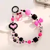 Nova Corrente para Celular Barbie Preto Rosa Doce Sexy Dopamina Acessórios para Celular Ins Corrente com Pingente de Pérolas Joia