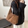 Bolso Tote Retro Color Sólido Gamuza Casual Bolso de Hombro Costura Simple Texturizado Viajero Gran Capacidad Debajo del Brazo Bolso de Mujer