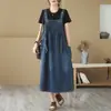 Vestido de Peto de Mezclilla para Mujer, Nuevo Estilo Verano 2026, Corte Holgado, Tallas Grandes, Versión Coreana, Rejuvenecedor, Adelgazante, Vestido Camisola Versátil