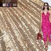 Jiaxin Textile 2021 Primavera y Verano Nuevo Malla de Poliéster Cuadrada Recta Bordado de Lentejuelas Tela para Vestido de Mujer