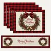 Juego de cinco piezas de camino de mesa y mantel individual navideño transfronterizo, decoración de mantel de poliéster de hombre de jengibre, dropshipping disponible