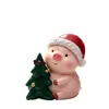 Porco de Natal Segurando Enfeite de Árvore de Natal Artesanato em Resina Decoração de Mesa de Natal Presente