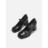 Zapatos Mary Jane Elegantes de Estilo Nuevo Otoño 2026 con Punta Cuadrada, Tacón Grueso y Correa Única para Mujer, Tacones Altos Bajos Negros