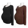 Ropa de Maternidad para Otoño e Invierno, Terciopelo Térmico de Doble Cara, Nueva Ropa Exterior para Madres Embarazadas, Talla Grande, Cubre Vientre, Aspecto Adelgazante, Camiseta Térmica de Moda