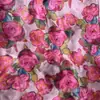 Popular Novo Estilo Chinês Retrô Perfume Rosa Impressão Dupla Face Base de Tecido Jacquard Tecido para Roupa Cheongsam Pronto