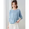 2026 Nueva Camisa Base de Manga Larga Holgada Estilo Coreano, Suéter de Punto Hueco para Otoño Temprano para Mujer, Suéter Delgado de Abrigo, Moderno