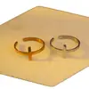 Anel em aço inoxidável banhado a ouro 18K, anel aberto ajustável de aço titânio com cruz, acessório de mão simples feminino transfronteiriço