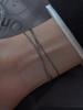 Joyería de moda europea y americana cadena de eslabones de doble capa exquisita pulsera que combina con todo tendencia acero titanio chapado en oro joyería para novias