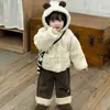 Conjunto de otoño e invierno para niña: chaqueta súper linda con forro de polar y pantalones de estampado de leopardo, perfectos para una niña de un año, elegante abrigo de invierno para salir