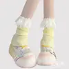 Calcetines de Encaje Lolita para Pantorrilla Calcetines Lindos Japoneses de Media Pantorrilla Blanco Crema Primavera y Verano Calcetines Finos con Felpa