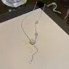 Suministro en Vivo de Collares Titanio Acero Cintura Ajustable, Diseño de Nicho, Lujo Ligero, Sensación de Gama Alta, Cadena de Clavícula Moda con Borla Elegante