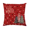 Funda de Cojín Decorativo para el Hogar de Navidad Lino Estilo Rústico Retro Muñeco de Nieve Elementos Navideños Funda de Cojín para Coche Festival