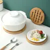 Jogo Americano de Bambu Tapete de Mesa Tapete para Panela de Bambu Tapete para Tigela de Cozinha Porta-copos Redondo Resistente a Altas Temperaturas Almofada de Isolamento Térmico Tapete de Mesa Anti-Queimadura