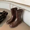 Hebilla Redonda Botas de Media Pantorrilla para Mujer Otoño/Invierno Tacón Grueso Botas Vaqueras Piel Suave Adelgazantes Cremallera Lateral Pequeñas Versátiles Botas para Mujer
