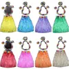 Disfraz de Baile Hula de Halloween de 30 cm de Largo con Guirnalda de Flores Set de Falda Hula Hawaiana para Niños