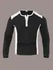 Camiseta para Hombre Transfronteriza Nueva Amazon Waffle Cuello Alto Dos Tonos Botones Camisa Henley Casual Top de Manga Larga para Hombre
