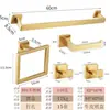 Suporte de papel higiênico de aço inoxidável transfronteiriço, suporte de papel higiênico para banheiro, conjunto de cinco peças, prateleira de parede sem furar para lenços e toalhas, conjunto quadrado