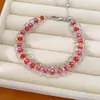 Pulsera redonda de malla tejida con cuentas de cristal, extraíble, pulsera de nicho de lujo ligero, sensación de alta gama, accesorio de mano fresco y dulce