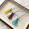 Colar Longo com Pingente de Franja de Contas de Cristal Estilo Igual de Blogueira Coreana para Mulheres, Corrente para Suéter Versátil de Nicho de Alta Qualidade