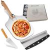 Pala para pizza plegable de aluminio de 12 pulgadas con mango de madera, juego de herramientas para cortar pizza, pala para hornear pizza