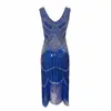 P-4GG Tamanho Plus Size Vestido Retrô Anos 1920 com Decote V e Franjas Mais Vendido na Amazon Vestido de Baile Gatsby Vestido de Noite