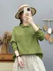 Coleção Outono 2026: Camisa Fresca de Algodão Estilo Japonês de Manga Longa com Botões Duplos, Novo Top Casual Feminino para Atacado