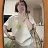 Camiseta branca de manga curta com estampa de frutas de verão em seda de leite para homens e mulheres, novo estilo 2026, top solto e casual