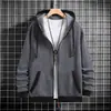 Sudadera con capucha y manga larga para hombre, bordado con logo, de venta caliente transfronteriza, con cordón y cremallera, en colores lisos, adecuada para uso casual y deportivo