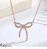 Collar de Plata Electrochapada con Lazo de Diamantes Completos, Cadena para Clavícula de Otoño e Invierno para Mujer, Regalo Lujoso, Moderno y Personalizado para Mejores Amigas