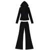 Sudadera con capucha y cremallera Derong Yoga + Pantalones acampanados con cordón de cintura alta - Pantalones casuales - Traje deportivo para mujer
