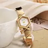 Sunlifex Panal Hexagonal Reloj de Lujo Ligero para Mujer Reloj de Cuarzo Diseño de Nicho Reloj de Moda Modelo con Correa de Acero Dorado