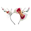Diadema de asta de reno navideña Vestido festivo para niños Diadema de alce Sombrero Mori para adultos Tarjeta para el pelo de actividad festiva