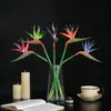 Arreglo de escena con flores artificiales: Tallo individual de Strelitzia reginae (ave del paraíso) hecho de goma suave para decoración de escritorio, hogar y exterior, ramo de flores artificiales