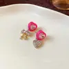 Collar Asimétrico de Lazo de Amor de Diamante con Aguja de Plata Pendientes Dulces Exquisitos Femeninos Joyería Versátil para Mujer Joyería