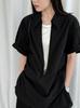 Camisa Luxi Estilo Francês Retrô Simples Decote V Profundo Manga Curta Empilhada Feminina Verão Nova Peça para o Trabalho Emagrecedora 3595