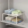 Prateleira Organizadora em Camadas para Bancada de Guarda-Roupa, Rack de Armazenamento para Empilhar Roupas, Divisória Retrátil, Artefato de Armazenamento Dentro do Armário
