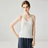 Camisola de punto 100% cachemira pura con cuello en V para mujer, corte ajustado, camiseta base sin mangas, top interior de color liso para otoño e invierno