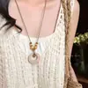 Collar Maillard Otoño e Invierno Piedra Ojo de Tigre Acero de Titanio para Mujer Diseño Coreano de Nicho Cadena Larga para Sudadera Accesorios Versátil Nuevo Estilo