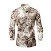 Camisa de Manga Larga con Hebilla Estilo Chino para Hombre Nueva Marca Trendy Estilo Chino Camisa de Moda con Cuello Vertical y Flores Casual Ajustada Camisa Trendy para Hombre