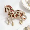 Broche de Caballo de Esmalte de Lujo Estilo Palacio Incrustado de Diamantes Transfronterizo para Hombres y Mujeres, Broche para Traje y Abrigo, Accesorio del Zodíaco