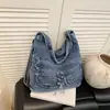 Bolso de Mezclilla Artístico Vintage 2026 Verano Nuevo Casual Estudiante Gran Capacidad Relajado Bolso de Mano para Viajes