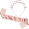 Decorações de Festa de Aniversário Conjunto de Coroa com Faixa de Ombro BIRTHDAY QUEEN Faixa de Ombro de Etiqueta