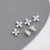 Cuentas Separadoras al por Mayor, Cuadradas de Plata Gruesa que Conservan el Color, Forma de Flor de Trébol de Cuatro Hojas, Cuentas Separadoras tipo Corona de Agujero Grande, Accesorios para Joyería Artesanal con Cuentas