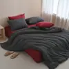Juego de ropa de cama de cuatro piezas estilo japonés Muji Nishikawa de punto de algodón Tenjiku, a rayas de alta calidad, suave y transpirable, adecuado para dormir sin ropa, combinable