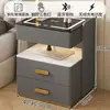 2026 Mesa de noche inteligente para dormitorio, hogar, carga inalámbrica, cerradura de huellas dactilares, gabinete de noche con almacenamiento, cerradura de contraseña